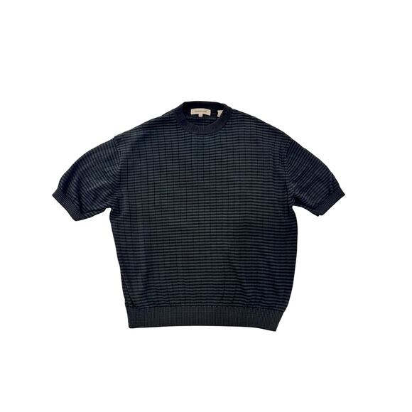 Pronto Uomo Other - Pronto Uomo Black Knit Striped T-Shirt Men’s XL Elevated Basics Quiet Luxury 90s